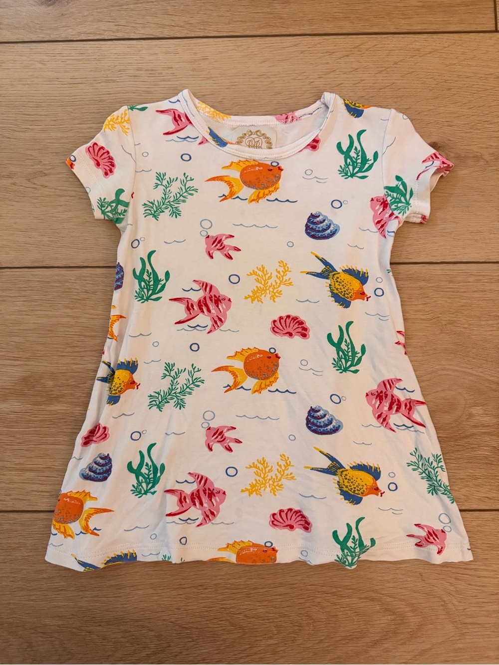 The Beaufort Bonnet Company White Toddler Top with Orange and Yellow Print